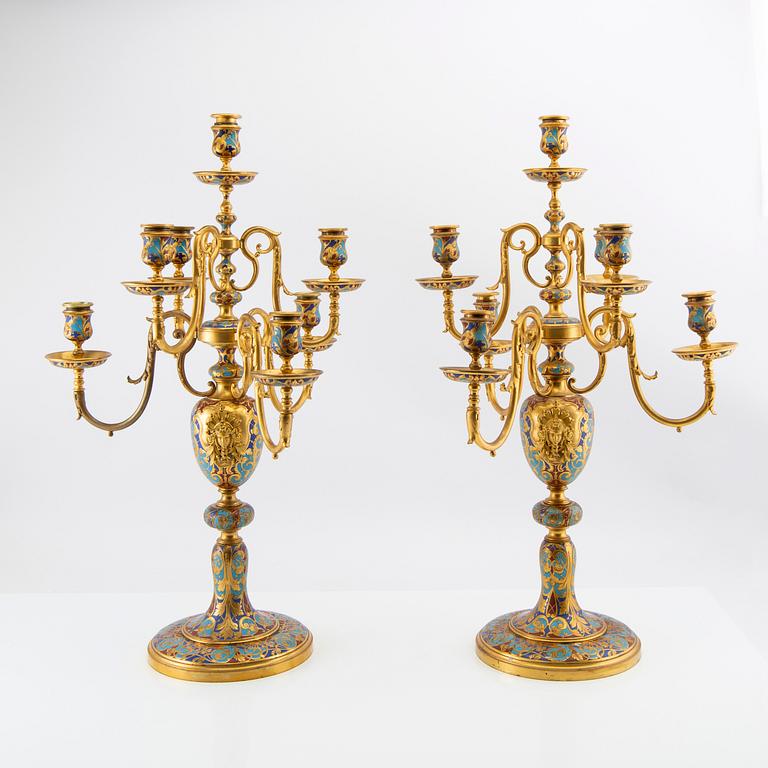 Candelabras, one pair from the first half of the 20th century.