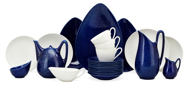 A Hertha Bengtsson 60 pcs 'Blå Eld' creamware dinner service, Rörstrand.