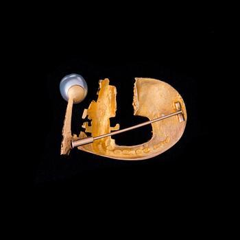 BROSCH, 14K guld, pärla. Björn Weckström, Lapponia 1968. Vikt ca 8,9 g.