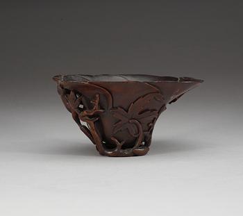 A rhinoserous libation cup, Qing dynasty, Kangxi (1662-1722).