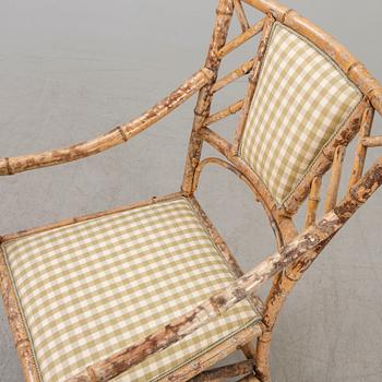 A set of sofa, table and armchairs, bamboo, first part of the 20th century.