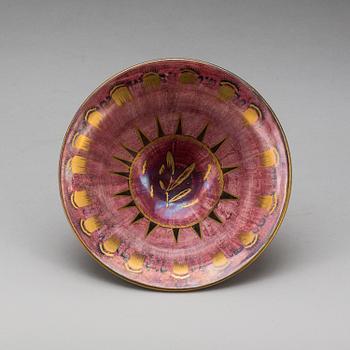 SKÅL, flintgods. Josef Ekberg, Signerad och daterad 1926. Gustavsberg.