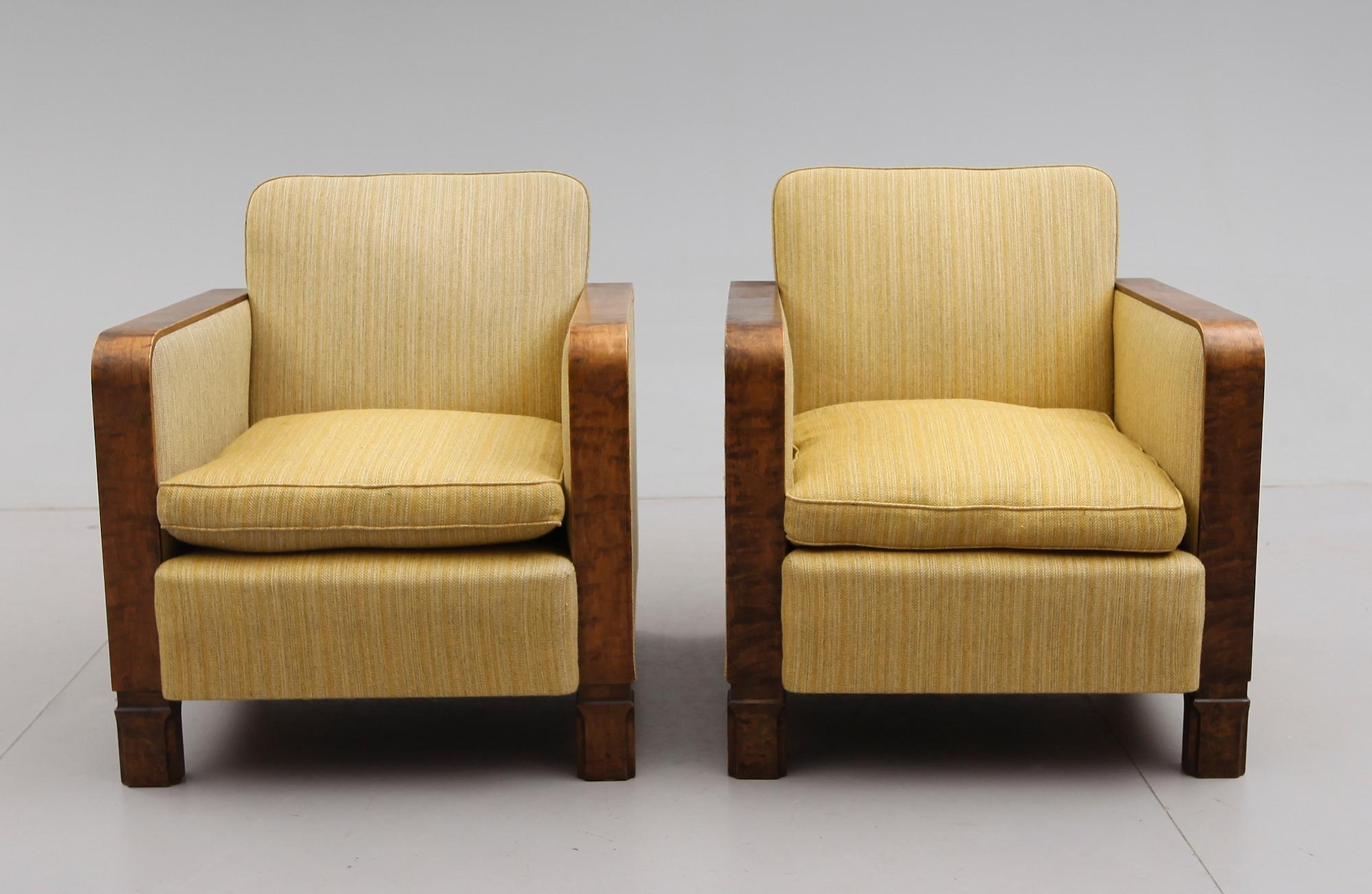 FÅTÖLJER, 1 par, art déco, 1900-talets första hälft.