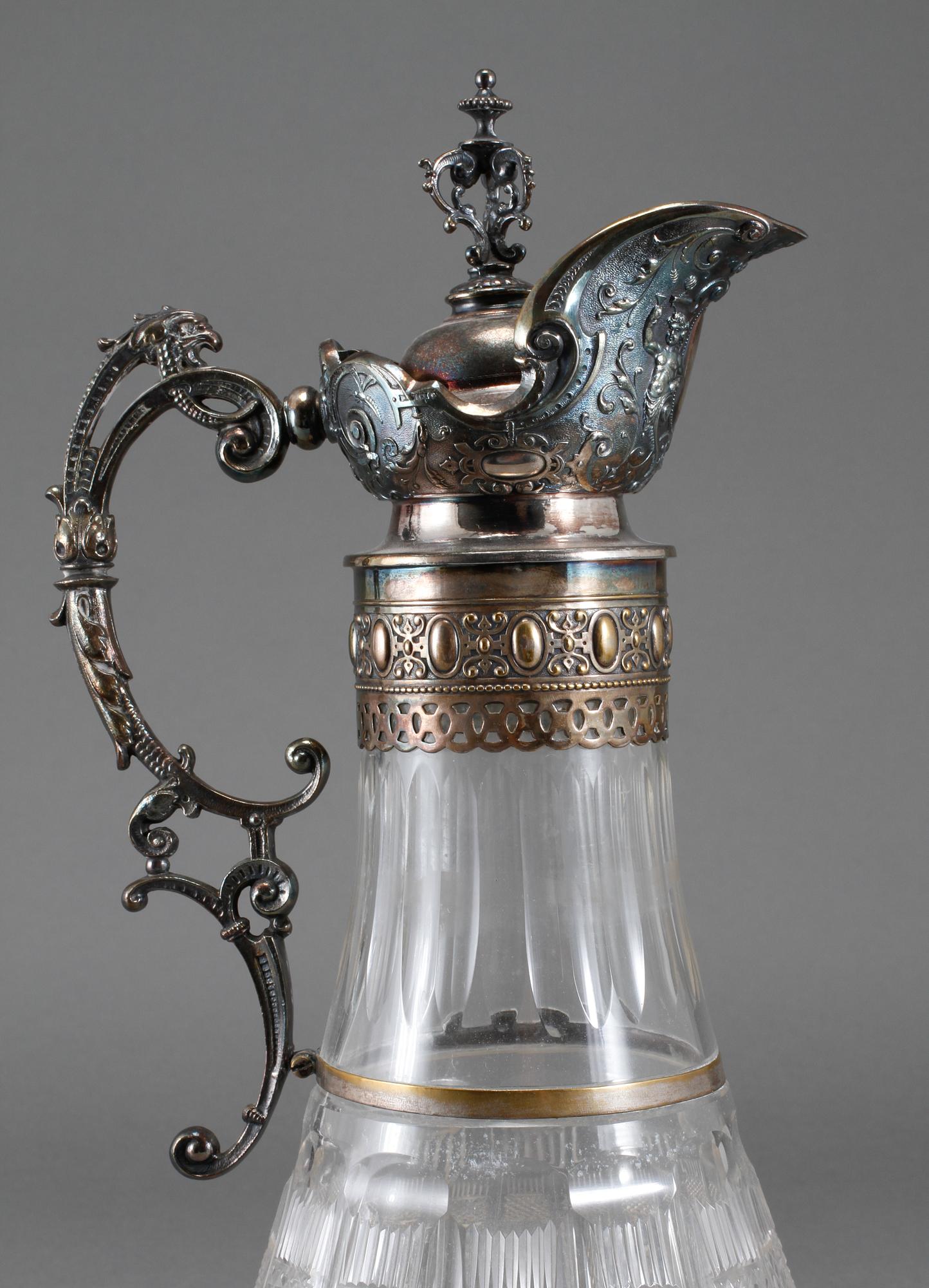 VINKANNA, glas och nysilver, sent 1800-tal.