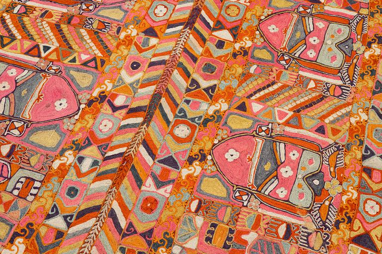 A semi-antique textile with embroideries, nomads, Iraq, c. 245 x 170 cm.