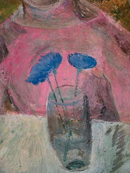 Siri Derkert, Child portrait with cornflowers.