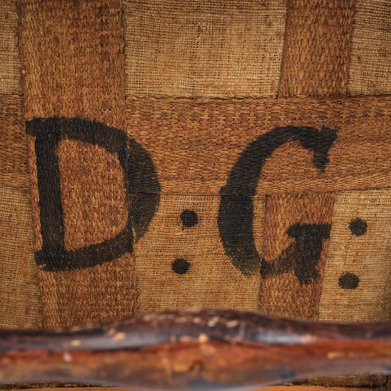 A pair of late baroque faux bois-painted chairs, attributed to M. Meling, 1730/40's.