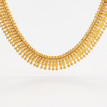 Halsband, armband och örhängen, 14-21K guld.