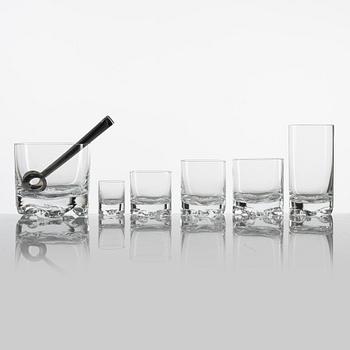 Tapio Wirkkala, glasservis, 56 delar, "Gaissa", Iittala, Finland.