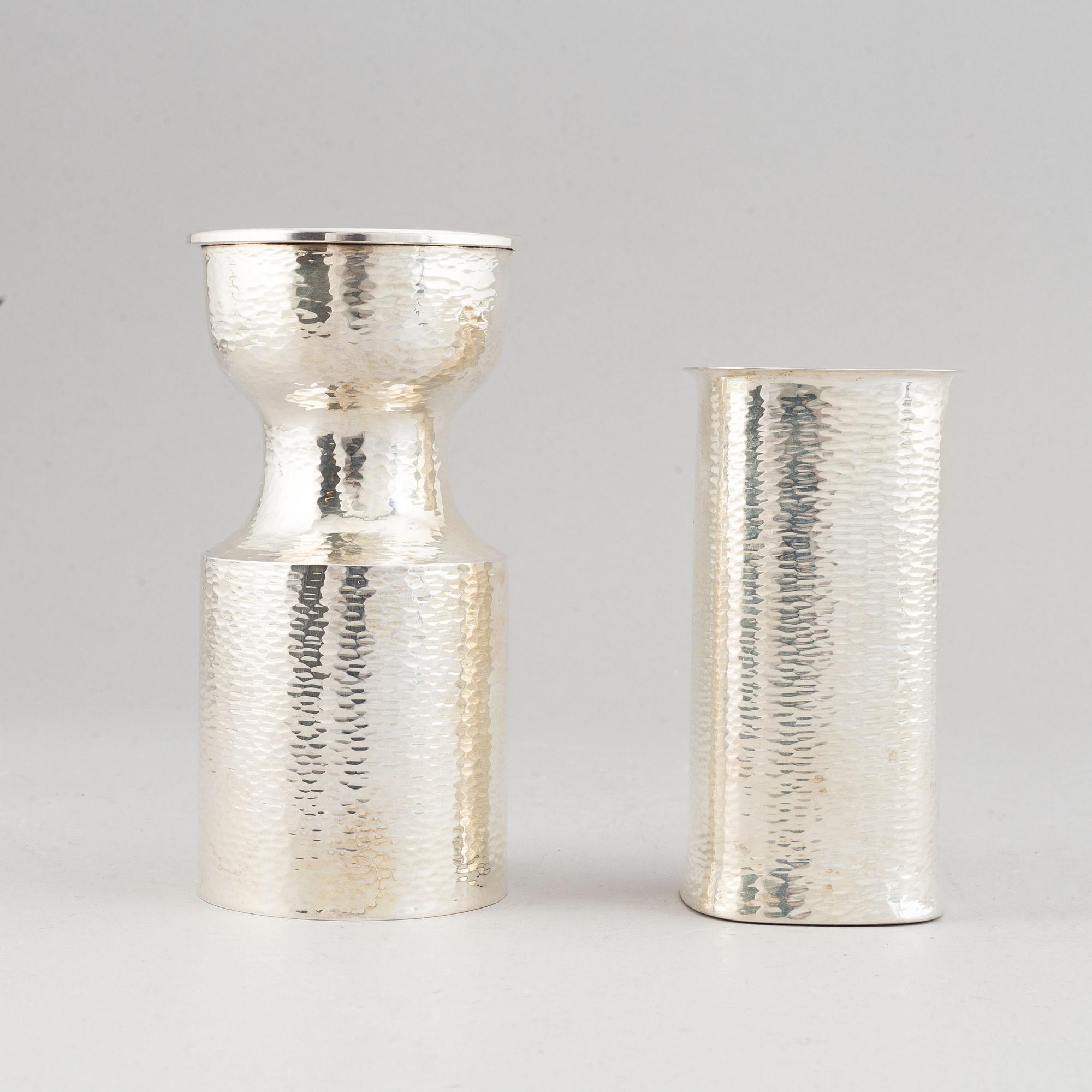Eric Löfman, two silver vases. MGAB, Uppsala 1970-72.