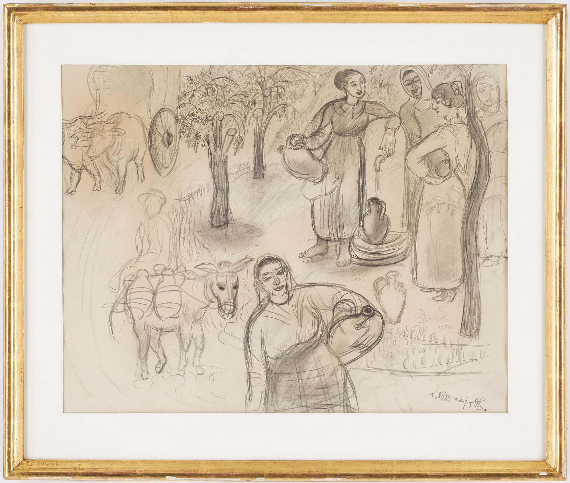 HILDING LINNQVIST, blyerts. Signerad HL och daterad Toledo maj.