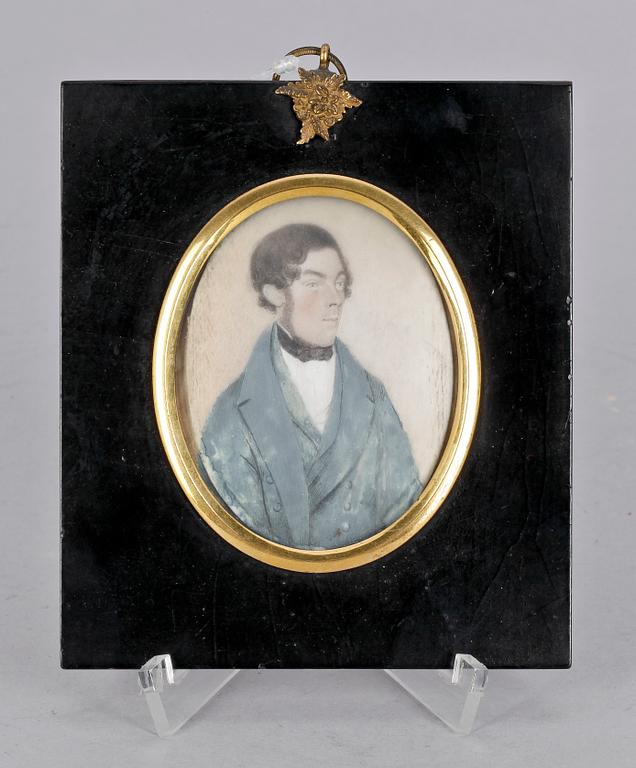 MINIATYRMÅLNING, gouache på ben, 1800-talets andra hälft.