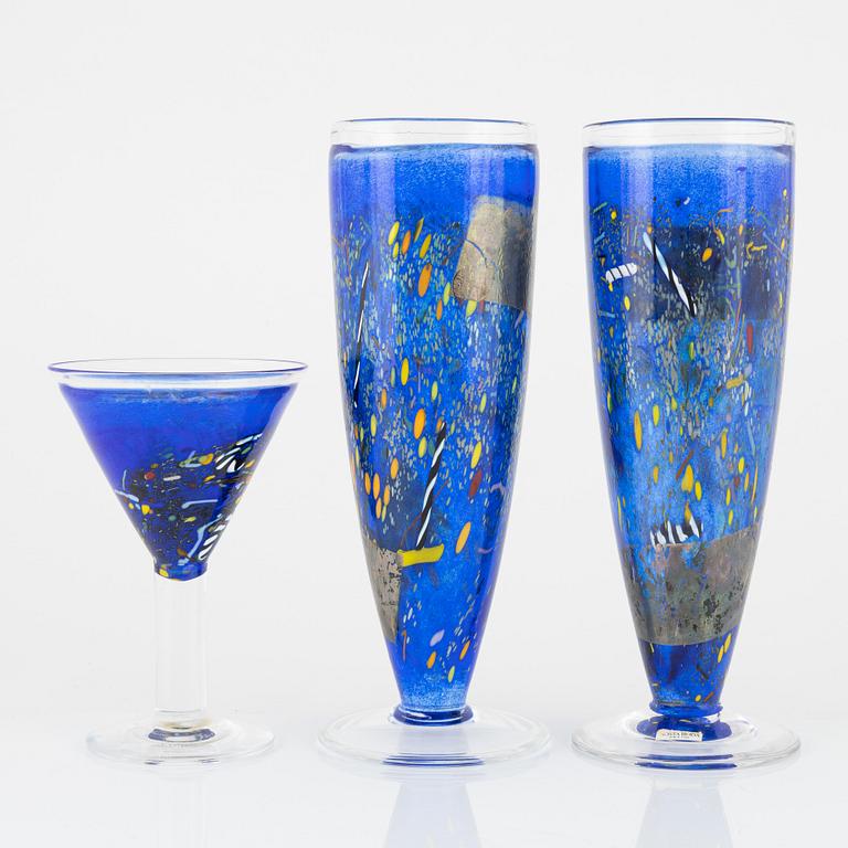 Bertil Vallien, two vases and a goblet, Kosta Boda Artist Collection.