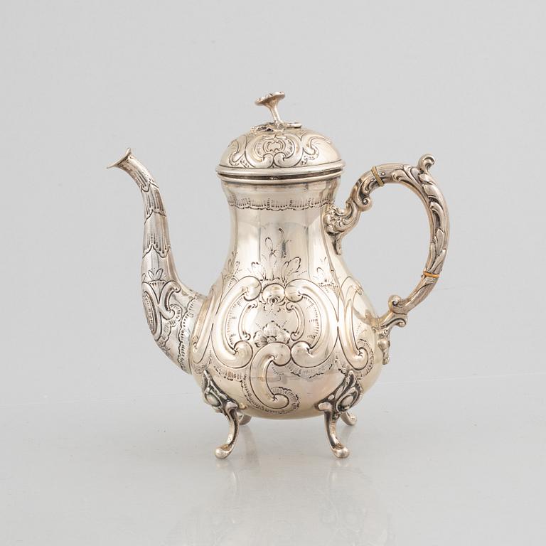 Coffee pot, silver, Rococo style, circa 1900.