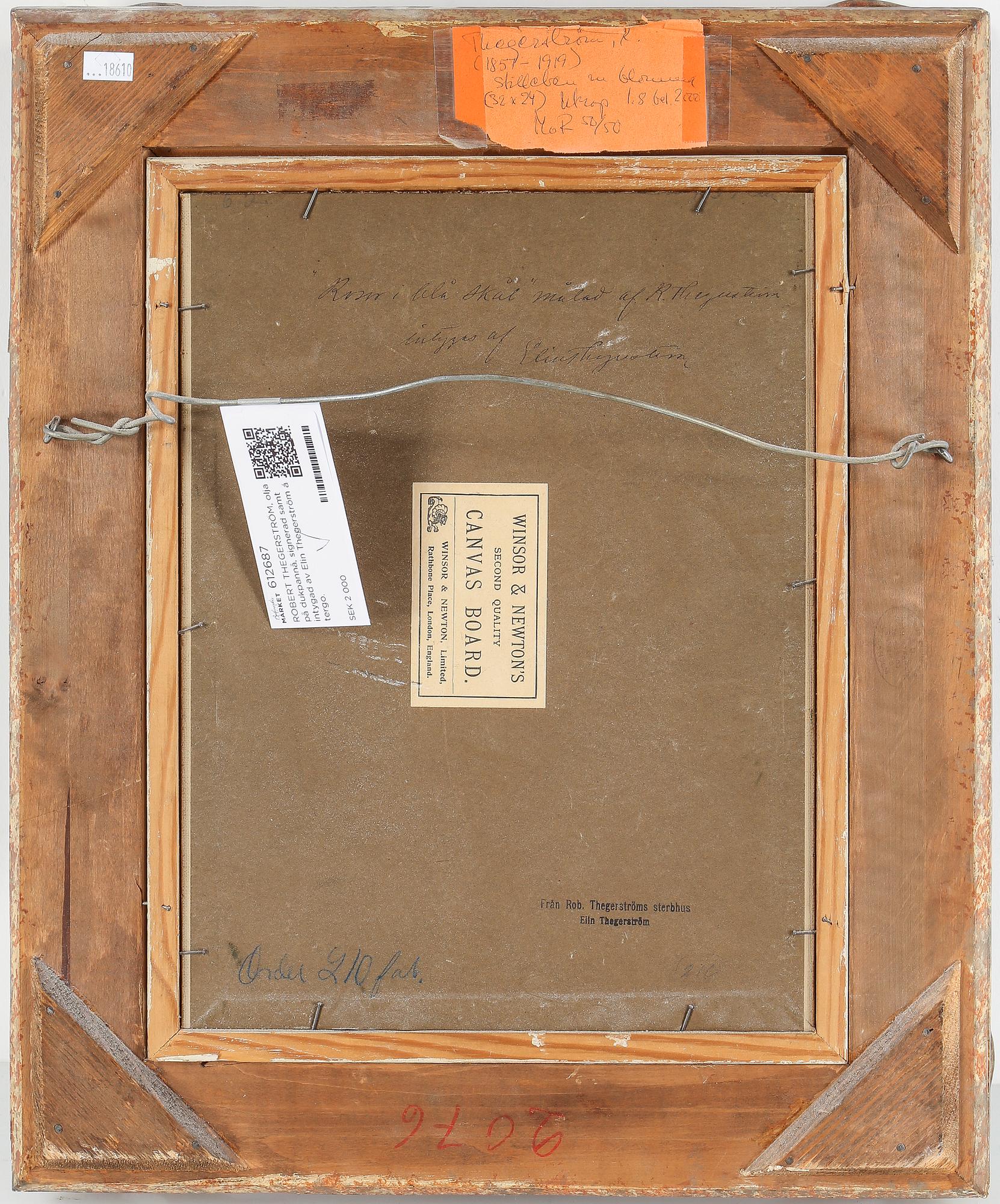 ROBERT THEGERSTRÖM, olja på dukpannå, signerad samt intygad av Elin Thegerström á tergo.