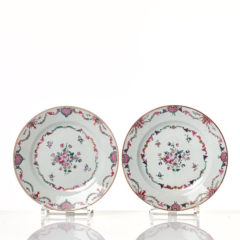 A set of 19 famille rose dishes, Qing dynasty, Qianlong (1736-95).