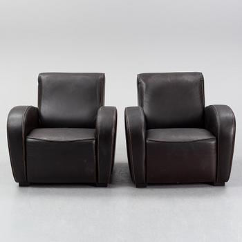 A pair of Italian leather armchairs from  Industria Divani e Poltrone, 21st-century.