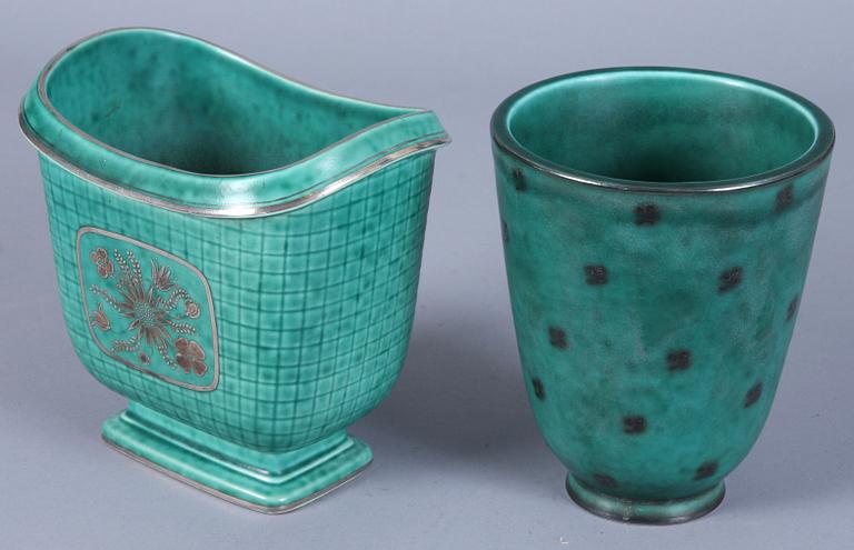 VASER, 2 st, stengods, Argenta, Gustavsberg.