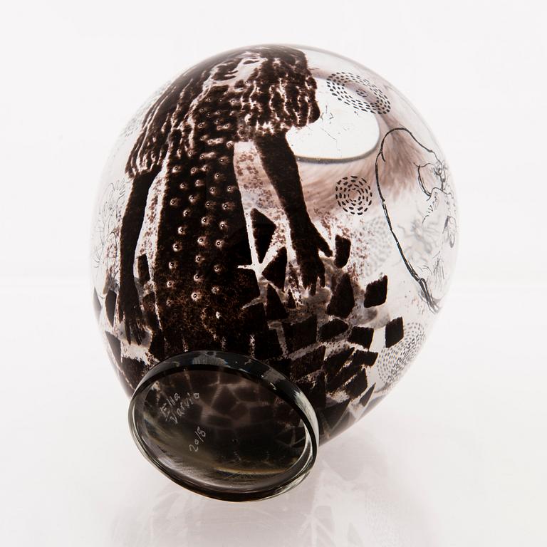 ELLA VARVIO, a glass vase/ sculpture, signed Ella Varvio 2018.