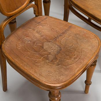 Six chairs by Jacob & Josef Kohn, Vienna, Austria, circa 1900.