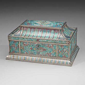 A Ferdinand Boberg Art Nouveau silver and enamel jewelry box, CG Hallberg, Stockholm 1909.