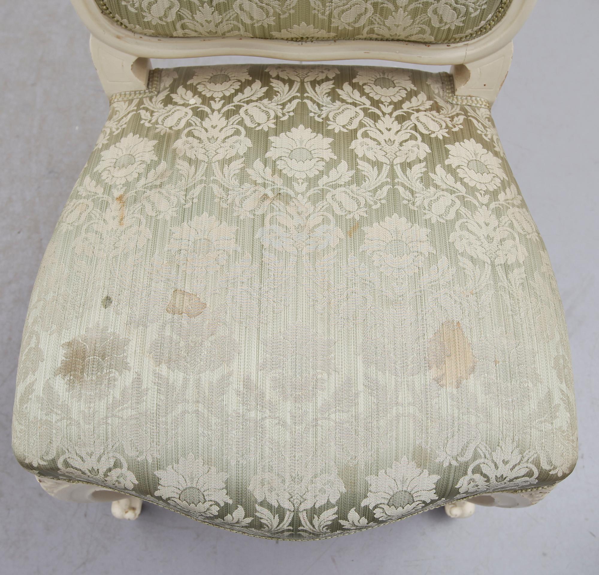 KARMSTOLAR OCH STOLAR, 6 st, rokokostil, 1900-talets första hälft.