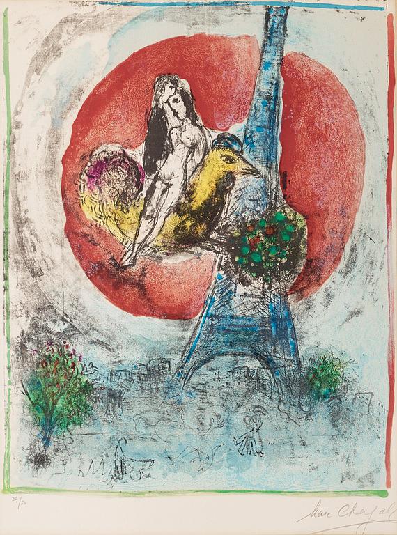 Marc Chagall, "Les amoureux de la Tour Eiffel".