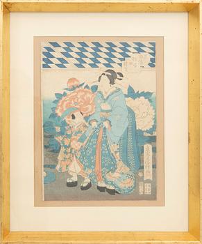Utagawa Fusatane, färgträsnitt, Japan 1800-talets senare del.