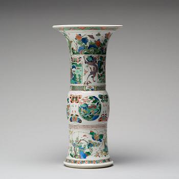 A famille verte Gu shaped vase, Qing dynasty, Kangxi (1662-1722).