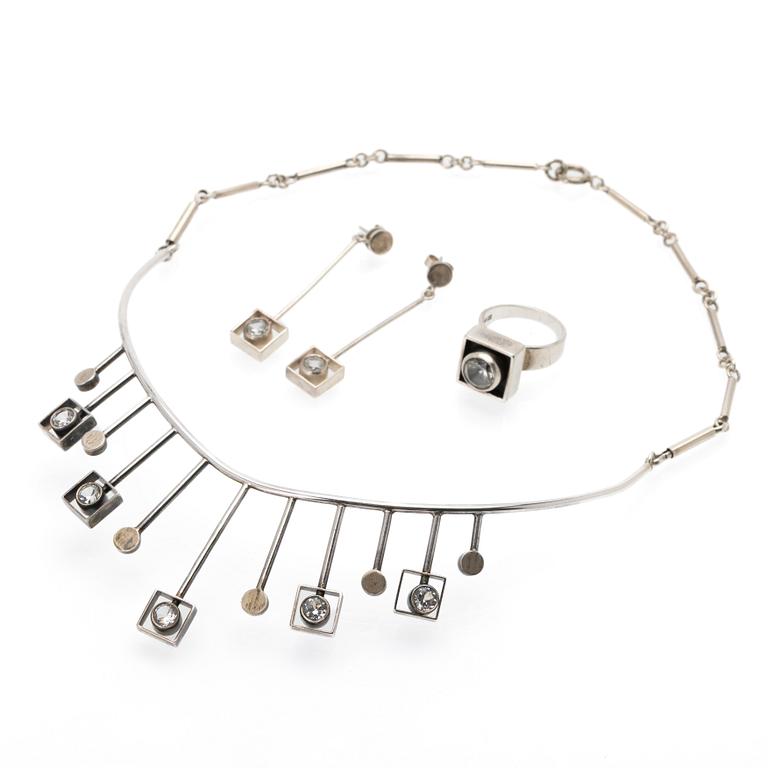 Jewellery set, 3 pieces, silver, Alton Falköping, 1967–1968.