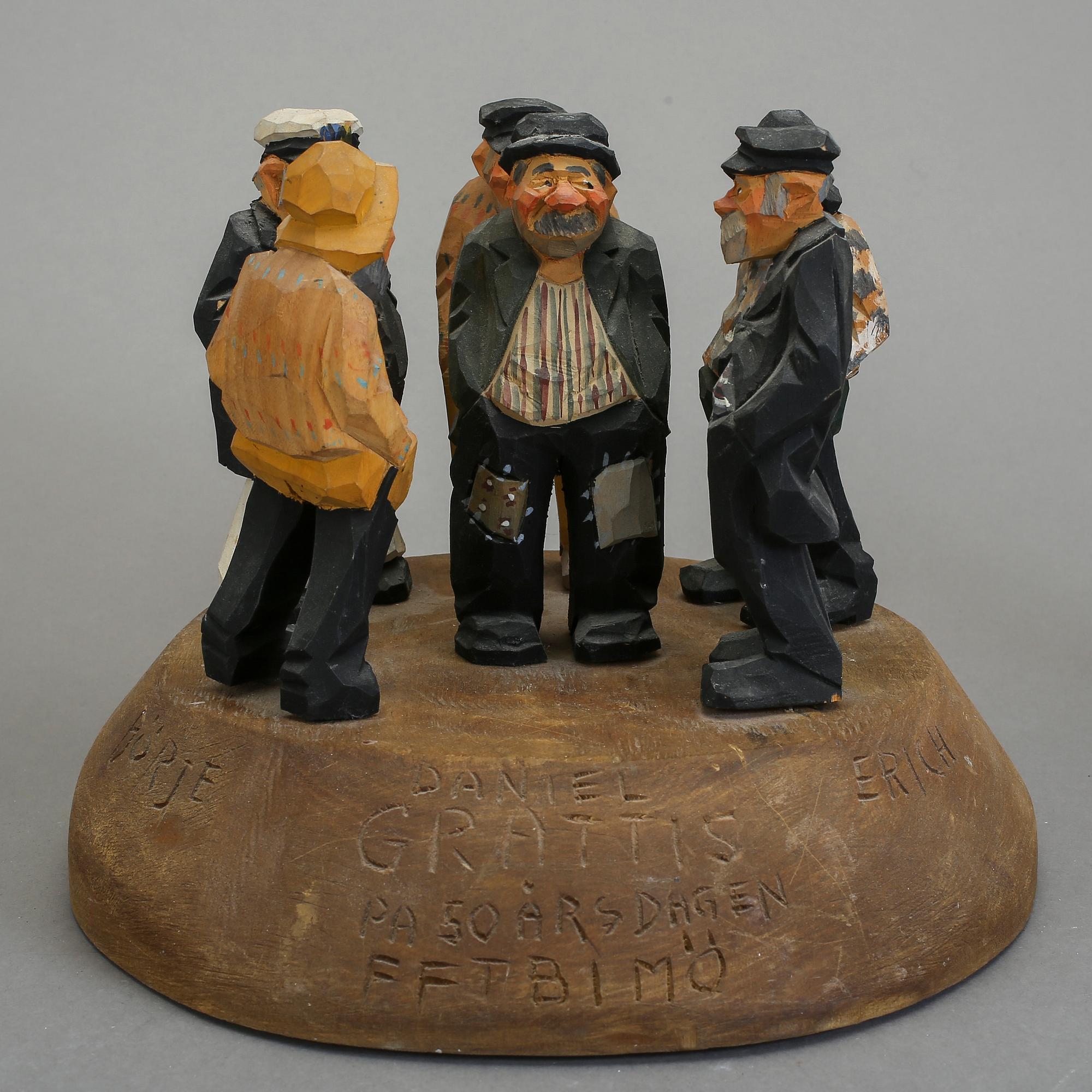 PARTI TRÄSKULPTURER, 15 st (9+6), trä, bl.a Bengt Råsten, 1900-tal.