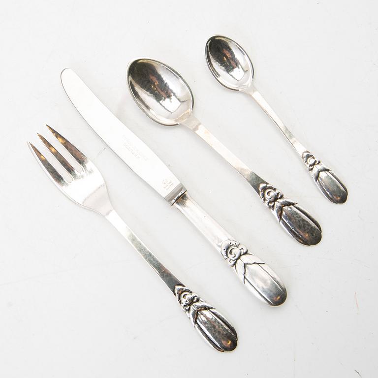 Evald Nielsen, Sandwich cutlery, 31 pieces, silver, Denmark.