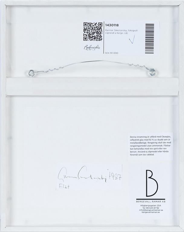 Gunnar Smoliansky, photograph signed verso.