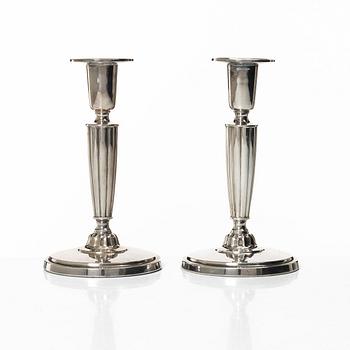 A pair of Swedish silver candlesticks, mark of GAB, Stockholm 1968.