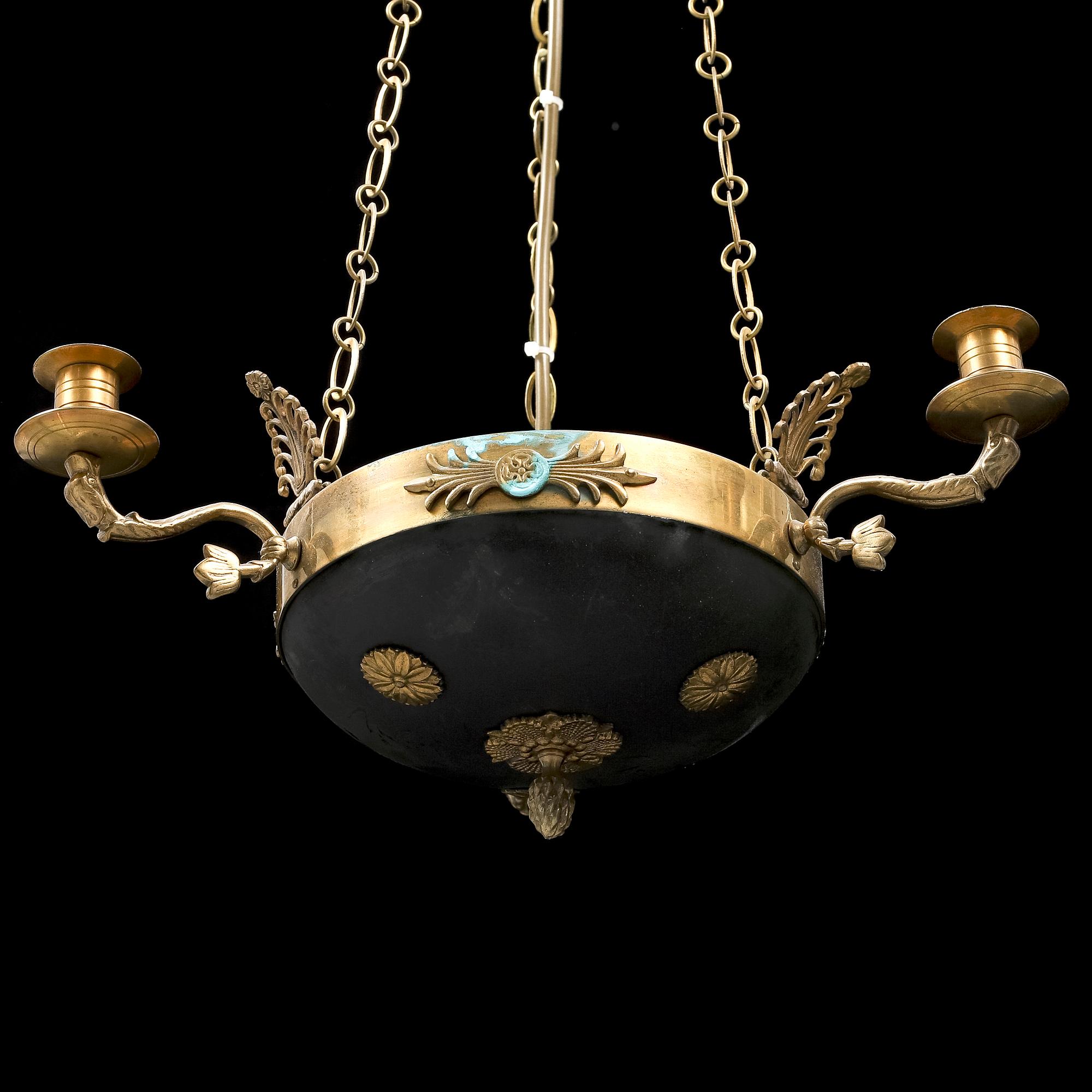 A three light hanging lamp, 20th ct.