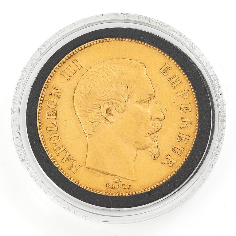 Guldmynt, Frankrike, Napoleon III, 50 Franc, 1856.