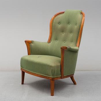 CARL MALMSTEN, fåtölj, "Vår Fru", O.H. Sjögren, Tranås. Brickmärkt. 1900-talets andra hälft.