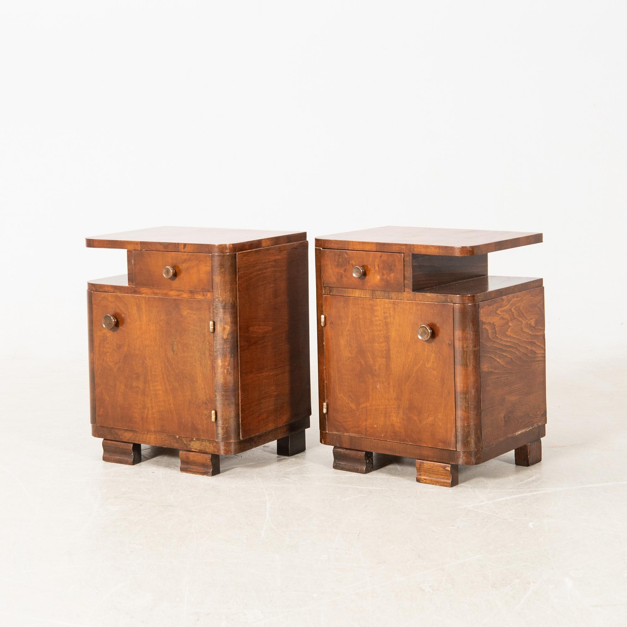 Sängbord, ett par, Art Deco, 1900-talets första hälft.