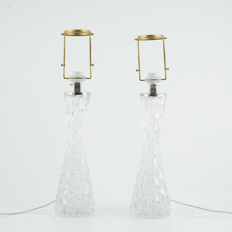 Carl Fagerlund, a pair of "RD-1477" glass table lamps, Orrefors, Sweden.