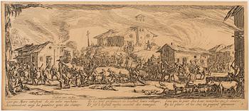 JACQUES CALLOT, Book, collection of 18 etchnings from Les miseres et les mal-hevrs de la gverre. 1633, later edition.