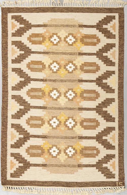 Ingegerd Silow, a carpet, flat weave, ca 197,5 x 137,5-141,5 cm, signed IS.