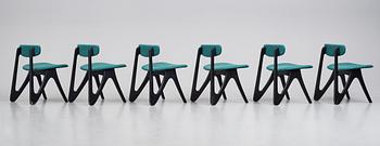 Helge Vestergaard Jensen, a rare set of six chairs, cabinetmaker Thysen Nielsen, Denmark 1954.