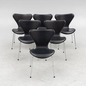 Arne Jacobsen, chairs, 6 pcs, "Serie 7", Fritz Hansen, Denmark, 2002.