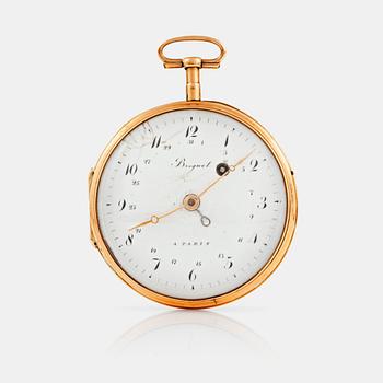 1070. A French 19th century gold watch, marked: "Breguet à Paris".