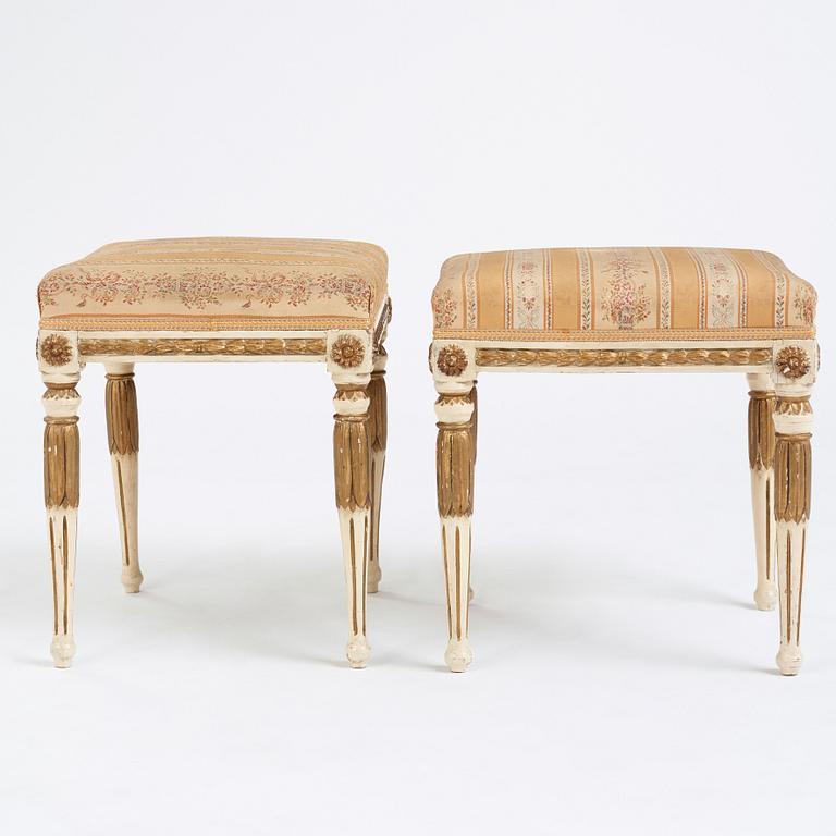 A pair of late Gustavian stools, early 19th century.