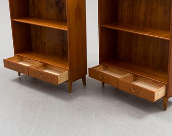 A pair of teak veneered shelves, mid 20th century.