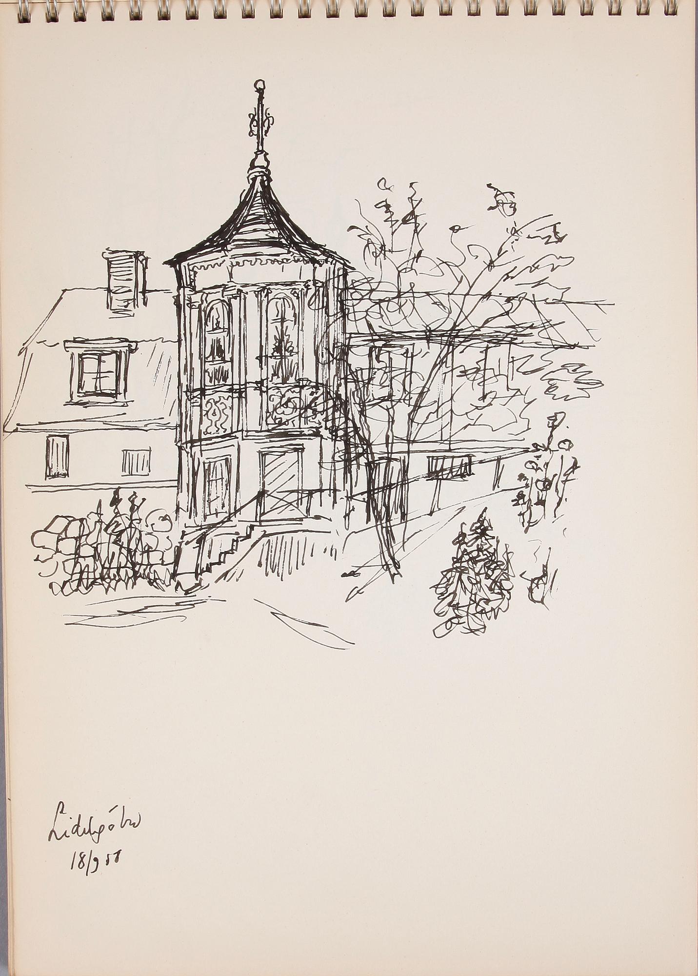 GUSTAF MUNTHE, block med teckningar, 5 st, mest krita och tusch, delvis sign.