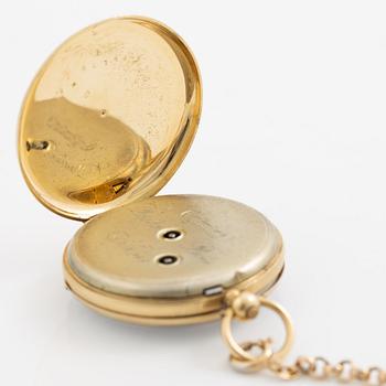Pocket watch, 18K gold, 36.5 mm.