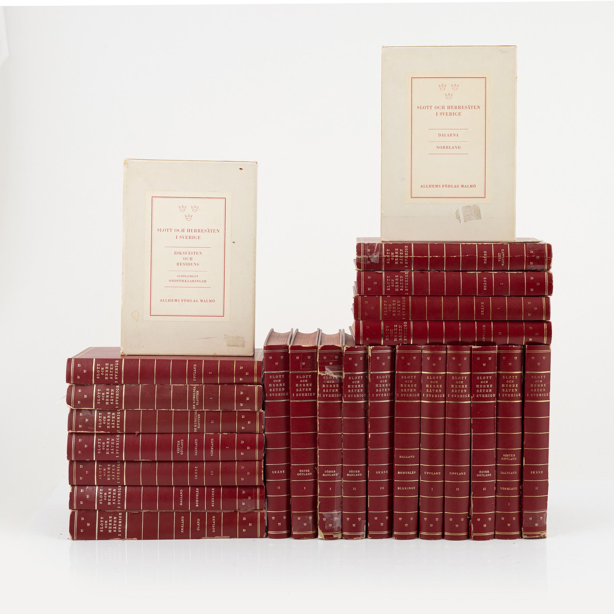 Books, 'Svenska slott och herresäten', Allhems Förlag, Malmö. (24 vol ...