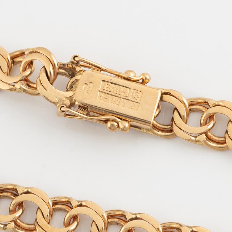 Halscollier och armband, 18K guld, bismarcklänk.